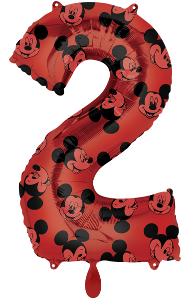 Folienballon - Zahl 2: Mickey Maus - ø 86cm